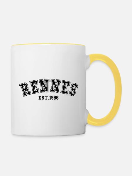Rennes gegründet 1996 - Tasse zweifarbig - Weiß/Gelb