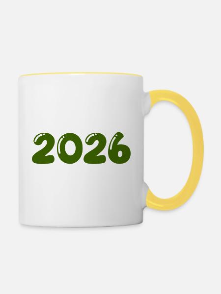 2026 - Tasse zweifarbig - Weiß/Gelb