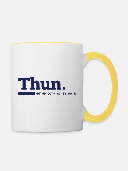 Thun Koordinaten - Tasse zweifarbig - Weiß/Gelb