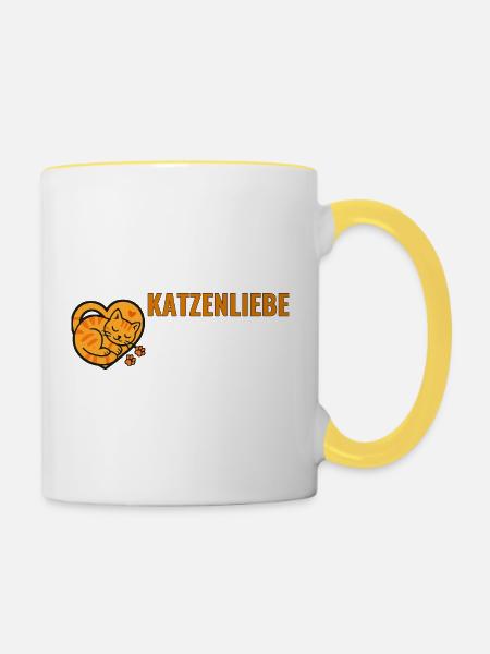Katzenliebe für echte Katzenfans. - Tasse zweifarbig - Weiß/Gelb