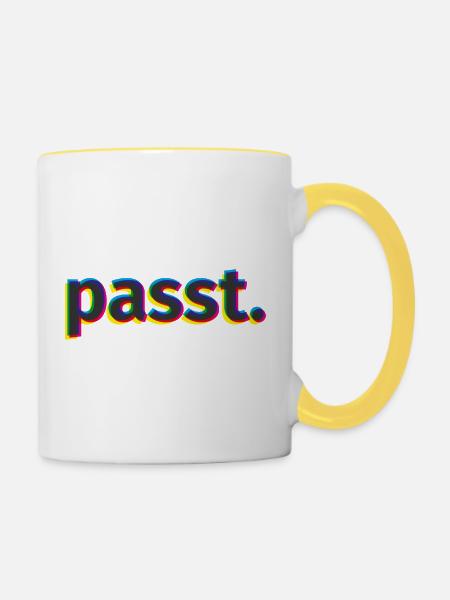 passt. - Tasse zweifarbig - Weiß/Gelb
