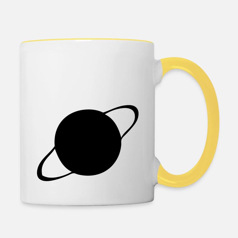 Saturne - Planète - Mug contrasté - blanc/jaune