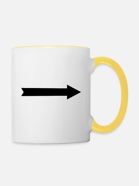 Pfeil gerade - Tasse zweifarbig - Weiß/Gelb