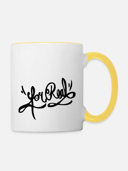 For Real - Tasse zweifarbig - Weiß/Gelb