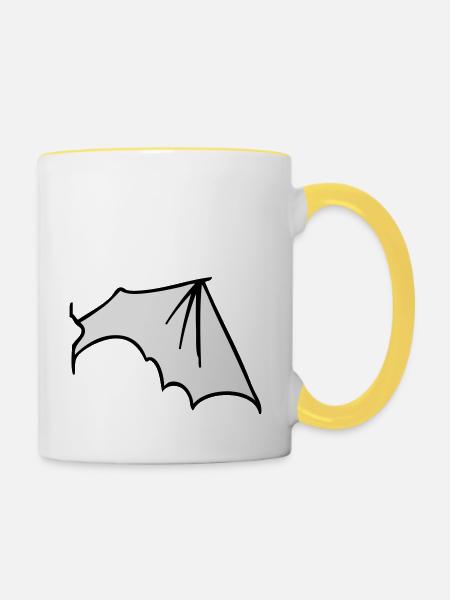 batwing_right - Tasse zweifarbig - Weiß/Gelb
