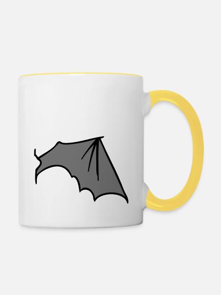 batwing_right_grey - Tasse zweifarbig - Weiß/Gelb