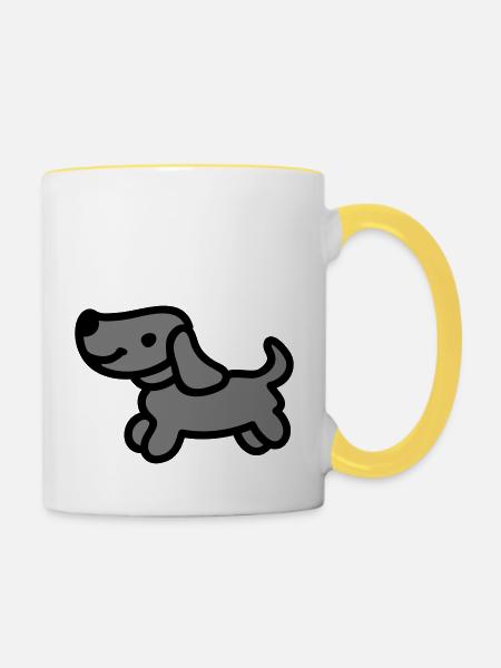 Niedlicher Hund - Tasse zweifarbig - Weiß/Gelb