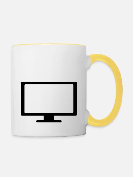 bildschirm - Tasse zweifarbig - Weiß/Gelb