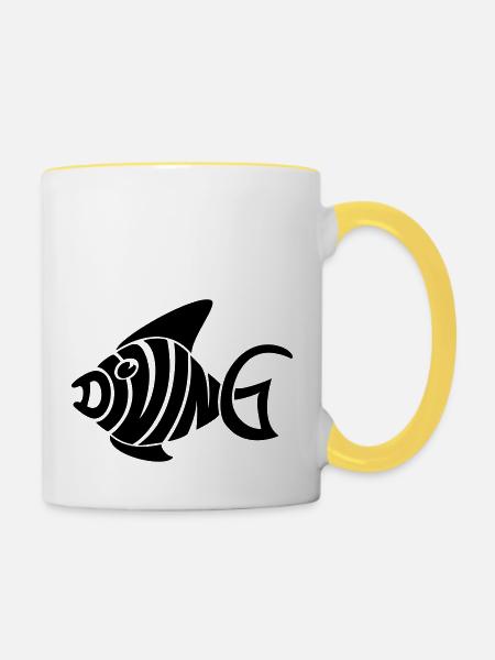 diving - Tasse zweifarbig - Weiß/Gelb