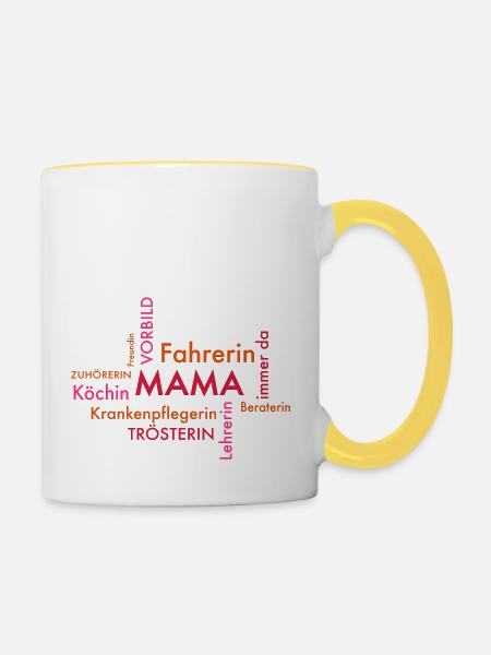 Mama - Tasse zweifarbig - Weiß/Gelb