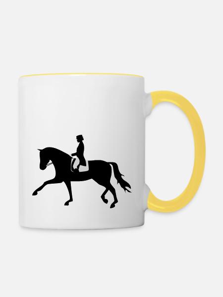 Dressurpferd - Tasse zweifarbig - Weiß/Gelb