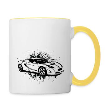 Kühles weißes sportscar - Tasse zweifarbig - Weiß/Gelb - Rechts