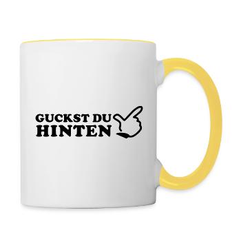 Dire - vous regardez en arrière - je suis de - Mug contrasté - blanc/jaune - Droite