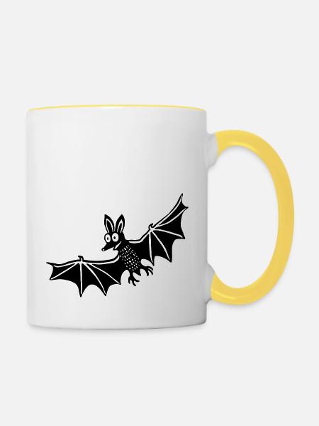 Fledermaus 3 - Tasse zweifarbig - Weiß/Gelb