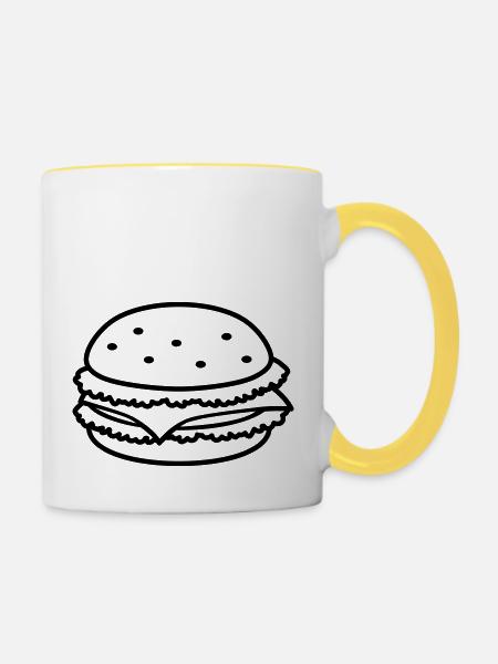 fastfood_hamburger_1c - Tasse zweifarbig - Weiß/Gelb