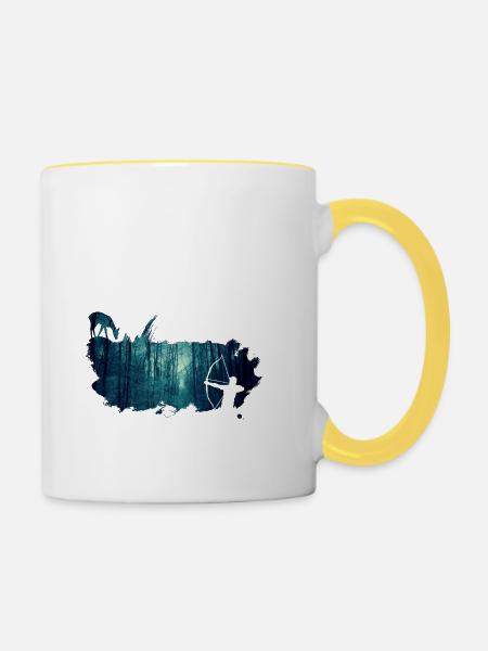 bowhunter splash Winterwald - Tasse zweifarbig - Weiß/Gelb