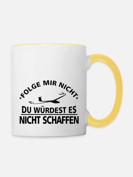 Streckensegelflieger - Tasse zweifarbig - Weiß/Gelb