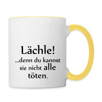 Smile! You can not kill them all. - Contrasting Mug - white/yellow - Right