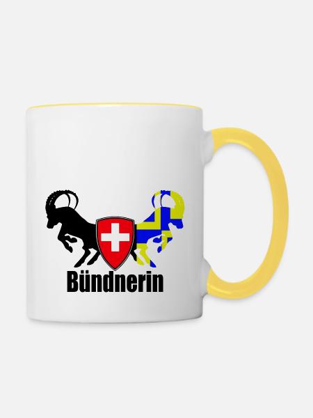 bündnerin - Tasse zweifarbig - Weiß/Gelb