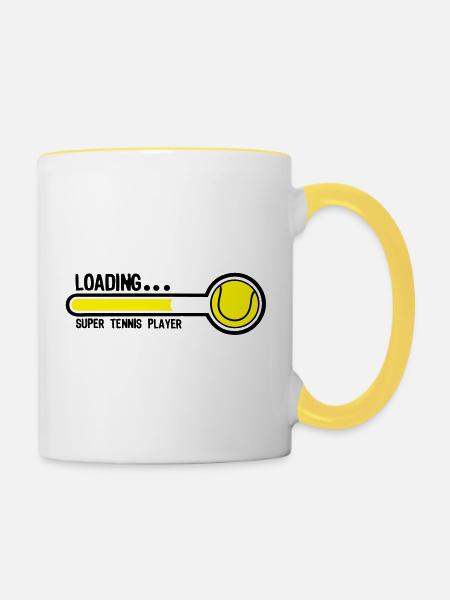 Tennis-Superlade Spieler1 - Tasse zweifarbig - Weiß/Gelb