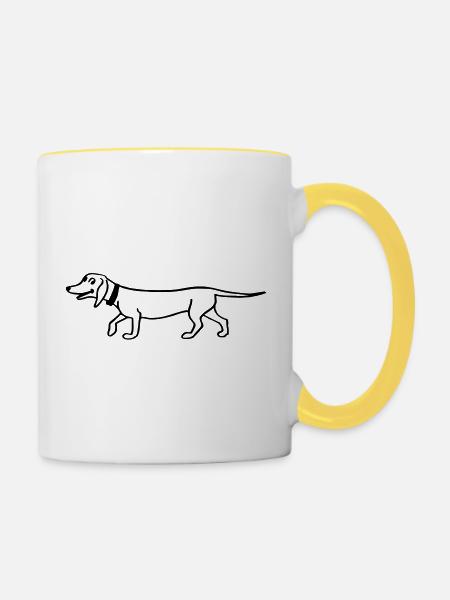 Dackel Teckel - Tasse zweifarbig - Weiß/Gelb