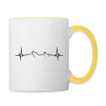 frequency heartbeat pulse rash mountaineer kle - Contrasting Mug - white/yellow - Right