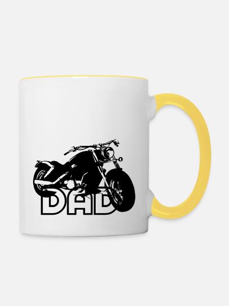 Biker DAD Black/White Motorcycle - Tasse zweifarbig - Weiß/Gelb