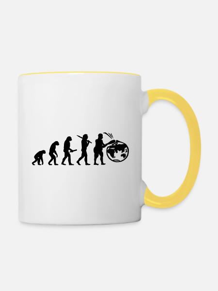 Evolution Planeten Erde Welt - Tasse zweifarbig - Weiß/Gelb