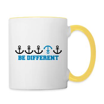 text be different anders reihe muster anker viele - Tasse zweifarbig - Weiß/Gelb - Rechts