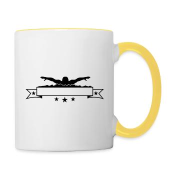 texte de la bannière écrire nager de la compétition nager - Mug contrasté - blanc/jaune - Droite