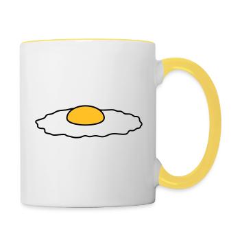 oeuf au plat manger délicieux cuire le chef - Mug contrasté - blanc/jaune - Droite