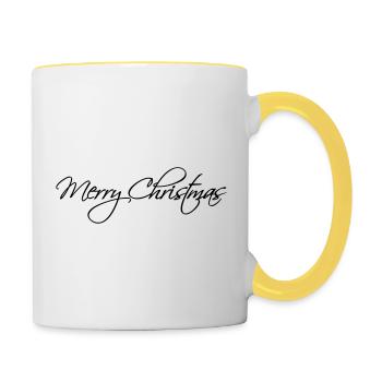merry christmas weihnachten frohe weihnachtsmann s - Tasse zweifarbig - Weiß/Gelb - Rechts