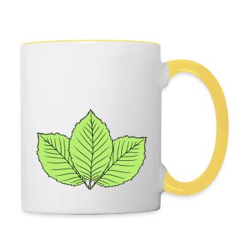 3 blaetter buche blatt baum pflanze form clipart d - Tasse zweifarbig - Weiß/Gelb - Rechts