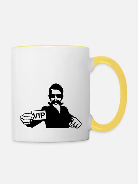 vip moustache - Tasse zweifarbig - Weiß/Gelb