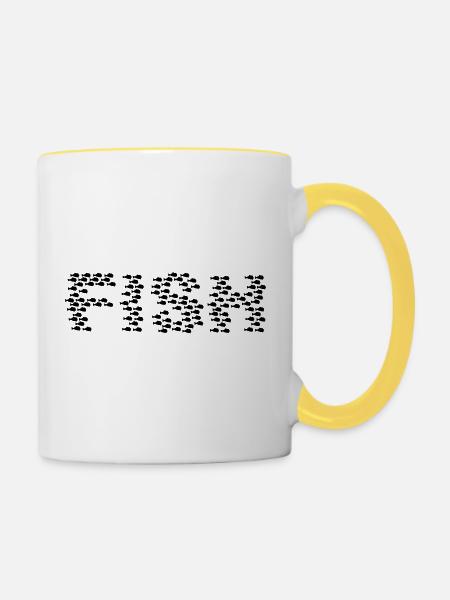 Fischschwarm / fish swarm (1c) - Tasse zweifarbig - Weiß/Gelb