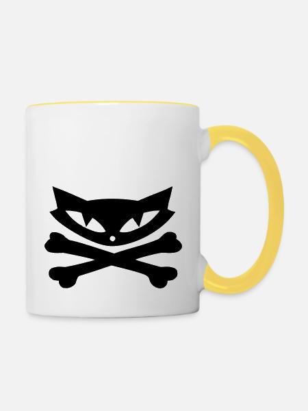 Cat - Tasse zweifarbig - Weiß/Gelb