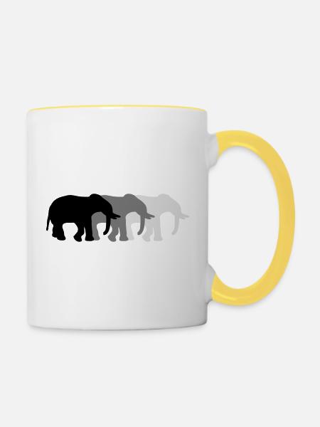 3 Elephants - Tasse zweifarbig - Weiß/Gelb