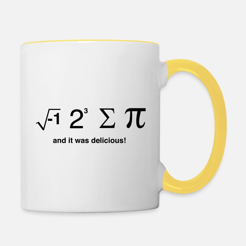 I ate pi and it was delicious - Contrasting Mug - white/yellow