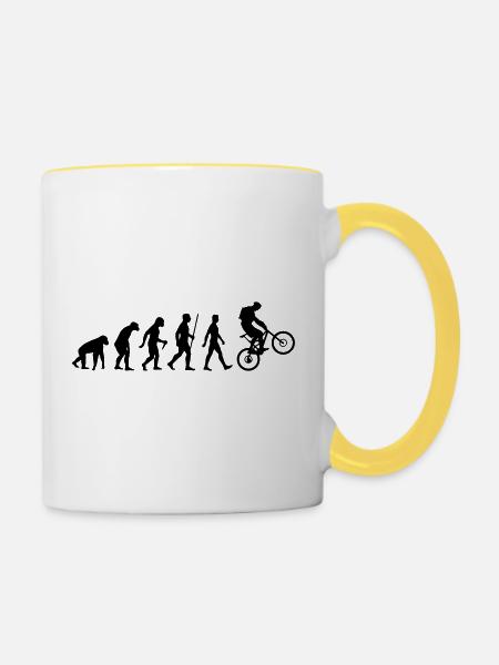Evolution Mountainbike - Tasse zweifarbig - Weiß/Gelb