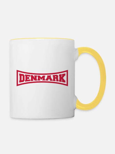 Denmark Danmark Logo - Tasse zweifarbig - Weiß/Gelb