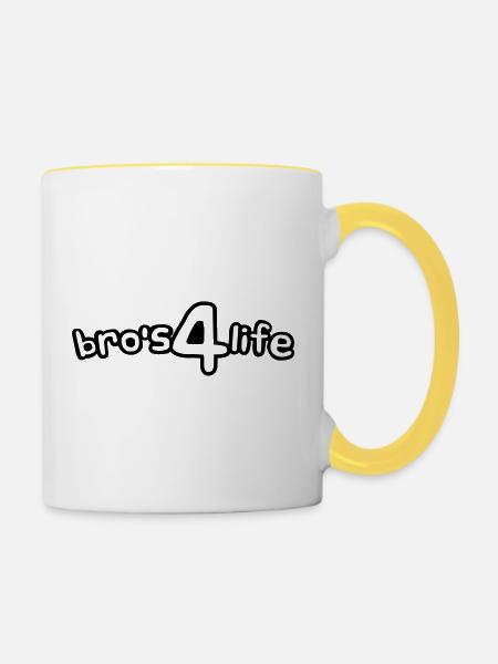 Bros 4 Lice Comic Font - Tasse zweifarbig - Weiß/Gelb
