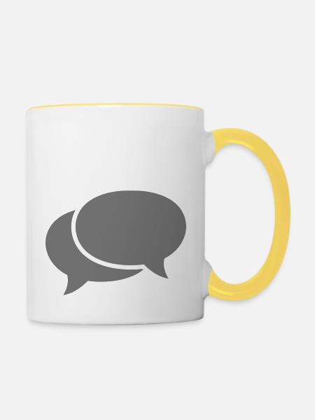 Sprechblasen - Tasse zweifarbig - Weiß/Gelb