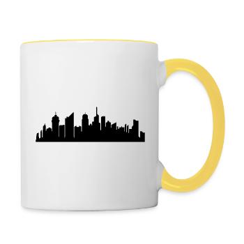 stadt metropole silhouette umriss hauptstadt gross - Tasse zweifarbig - Weiß/Gelb - Rechts