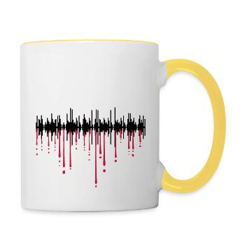 blut tonspur tropfen graffiti spiegelung ton play - Tasse zweifarbig - Weiß/Gelb - Rechts