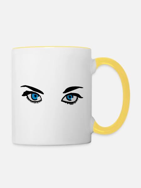 Auge - Tasse zweifarbig - Weiß/Gelb