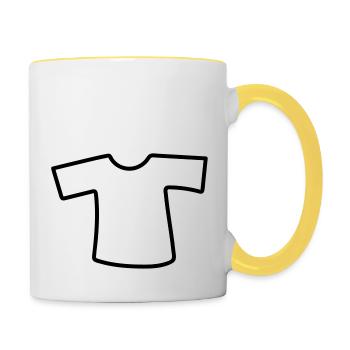 oberteil kleidung heiss t shirt kleidung anziehen - Tasse zweifarbig - Weiß/Gelb - Rechts