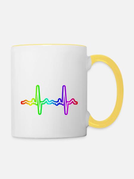 Love is Love Ekg - Tasse zweifarbig - Weiß/Gelb
