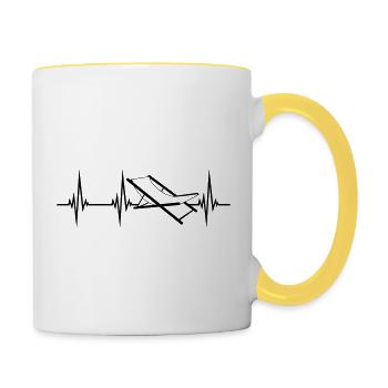 puls herzschlag frequenz strandstuhl liegestuhl ur - Tasse zweifarbig - Weiß/Gelb - Rechts