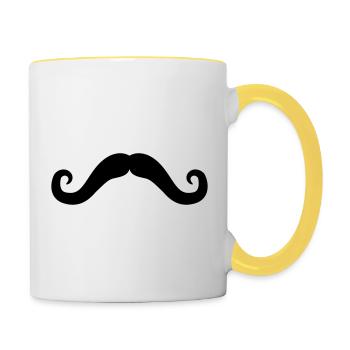 bart locken gesicht haare sir mustache schnurrbart - Tasse zweifarbig - Weiß/Gelb - Rechts