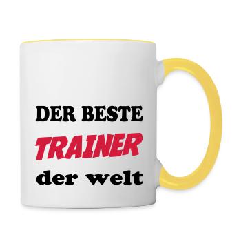 Der beste trainer der welt - Tasse zweifarbig - Weiß/Gelb - Rechts